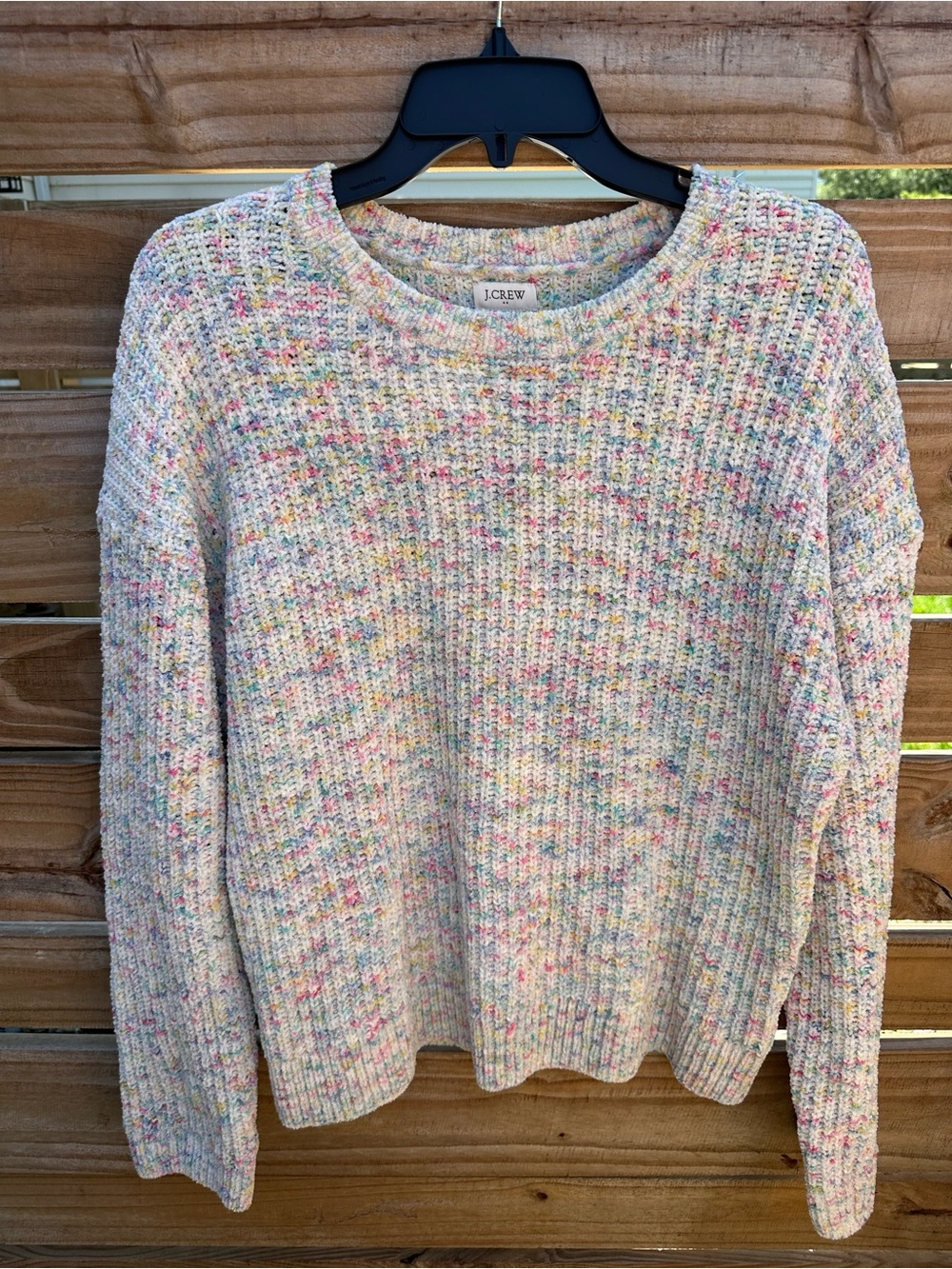 J. Crew Multicolor Speckled Cream Crewneck Sweater
